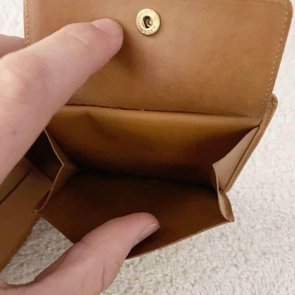 S.T. Dupont Vtg Men's Camel Brown Leather Bifold Wallet D Logo Snap Coin Pouch - Picture 8 of 12
